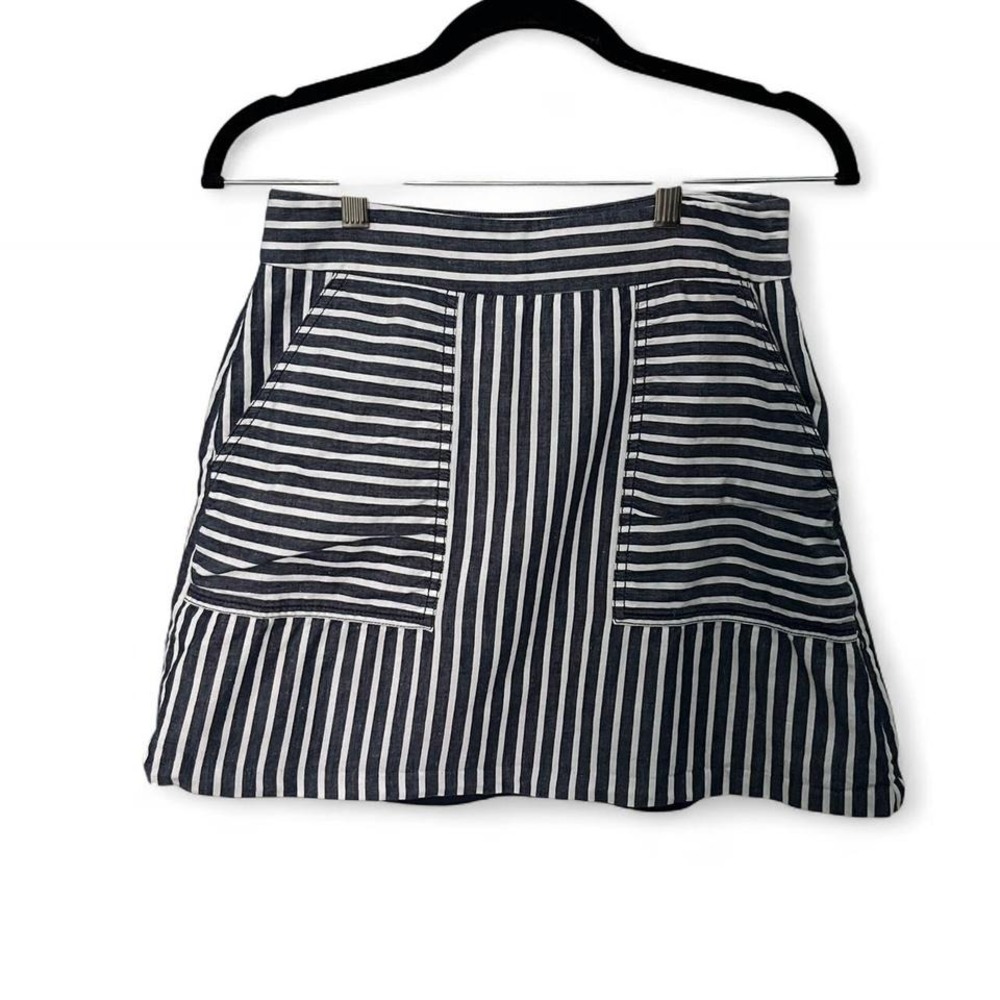 1.STATE blue and white striped cotton mini skirt with pockets